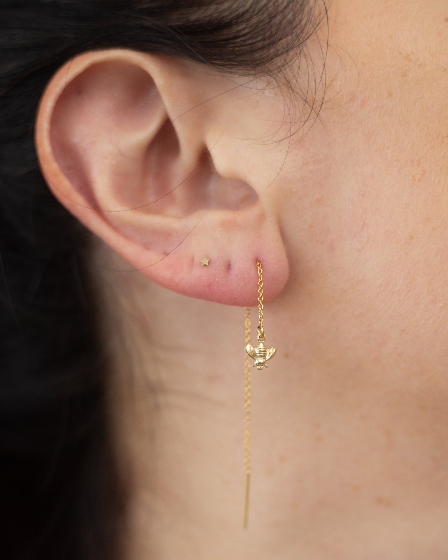 Bee Threader Earrings in 14 Karat Gold Fill