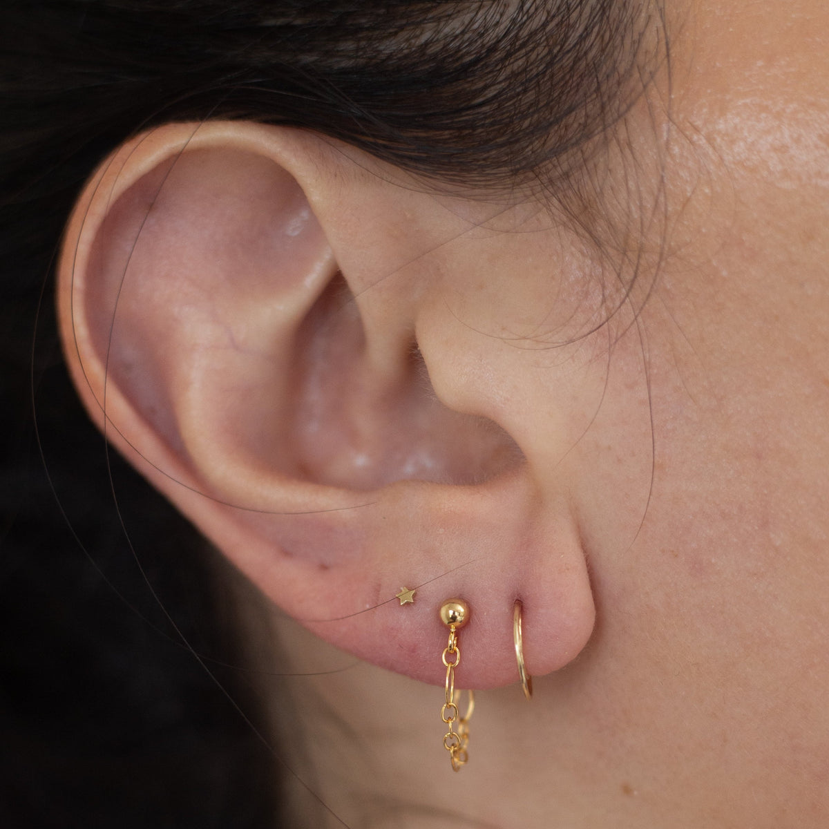 Ball Chain Drop Stud Earrings - Choose Your Metal - Sterling Silver or Gold Fill