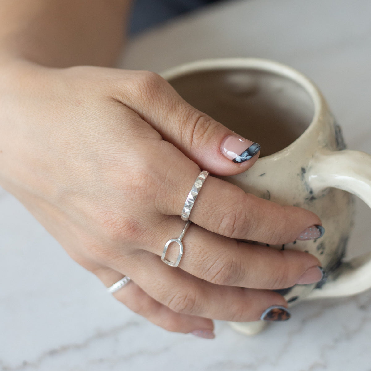 Bold Pyramid Stacking Ring - Choose your Metal - Sterling Silver or 14 Karat Yellow Gold Fill
