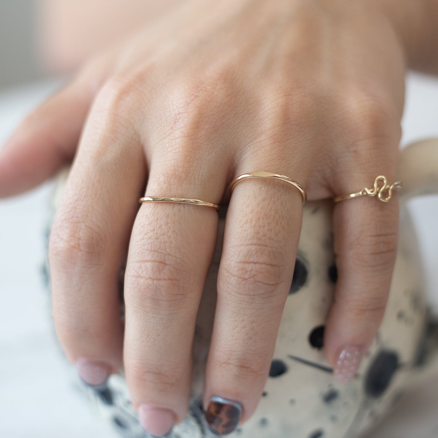 Dainty Signet Stacking Ring - Choose Your Metal - Sterling Silver or 14 Karat Gold Fill