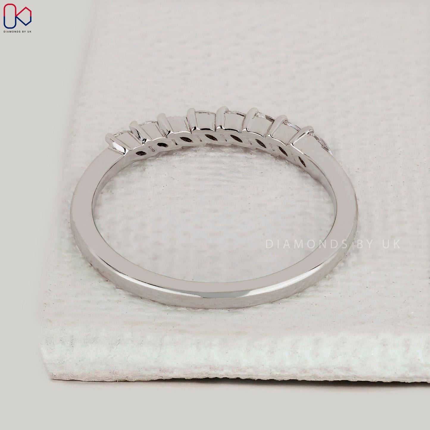 Marquise Cut Half Eternity White Gold Wedding Band