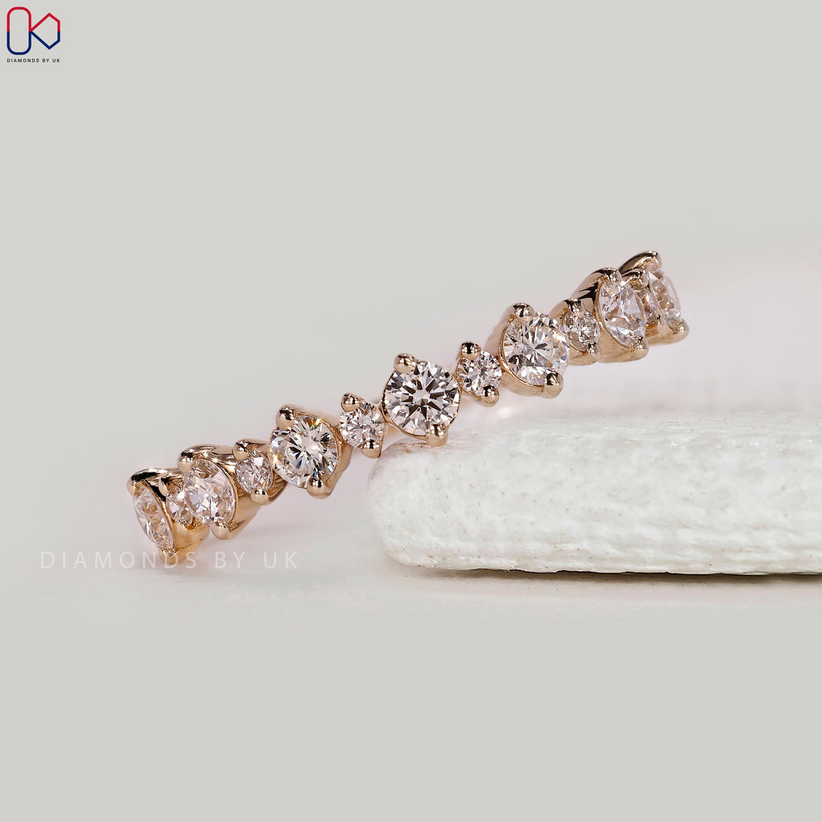 Yellow Gold Round Diamond Half Eternity Band