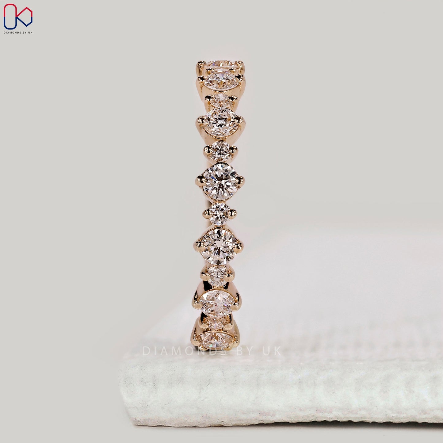 Yellow Gold Round Diamond Half Eternity Band