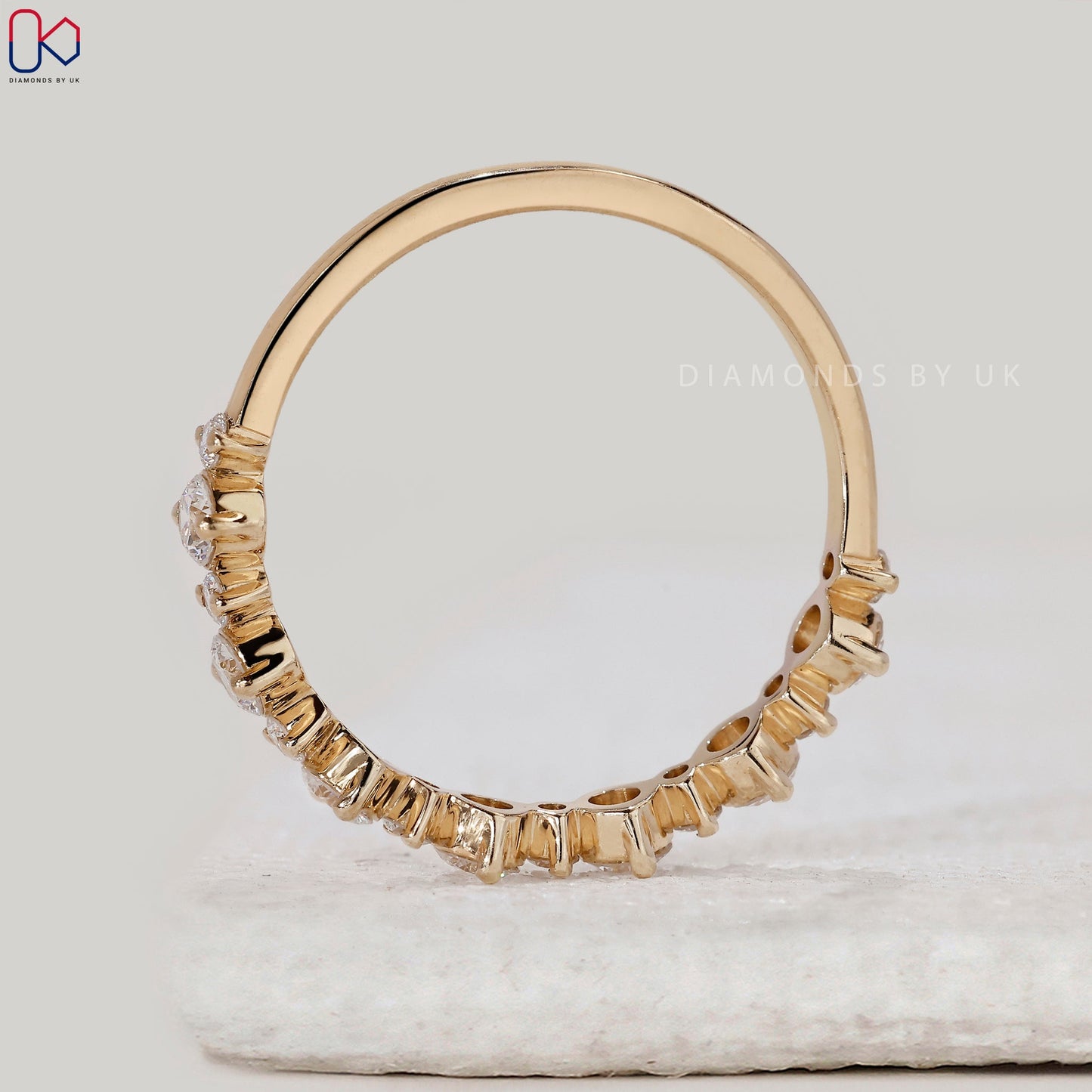 Yellow Gold Round Diamond Half Eternity Band