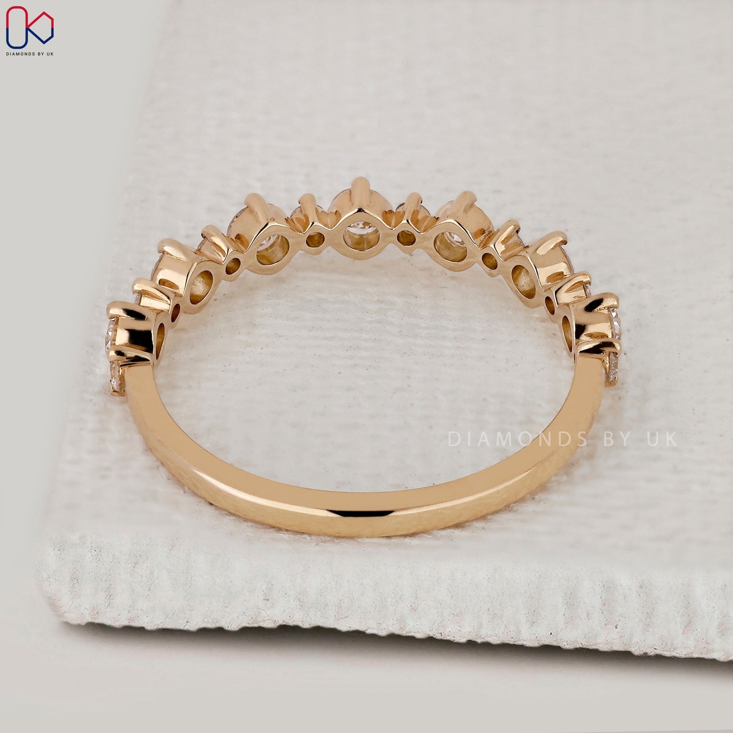 Yellow Gold Round Diamond Half Eternity Band