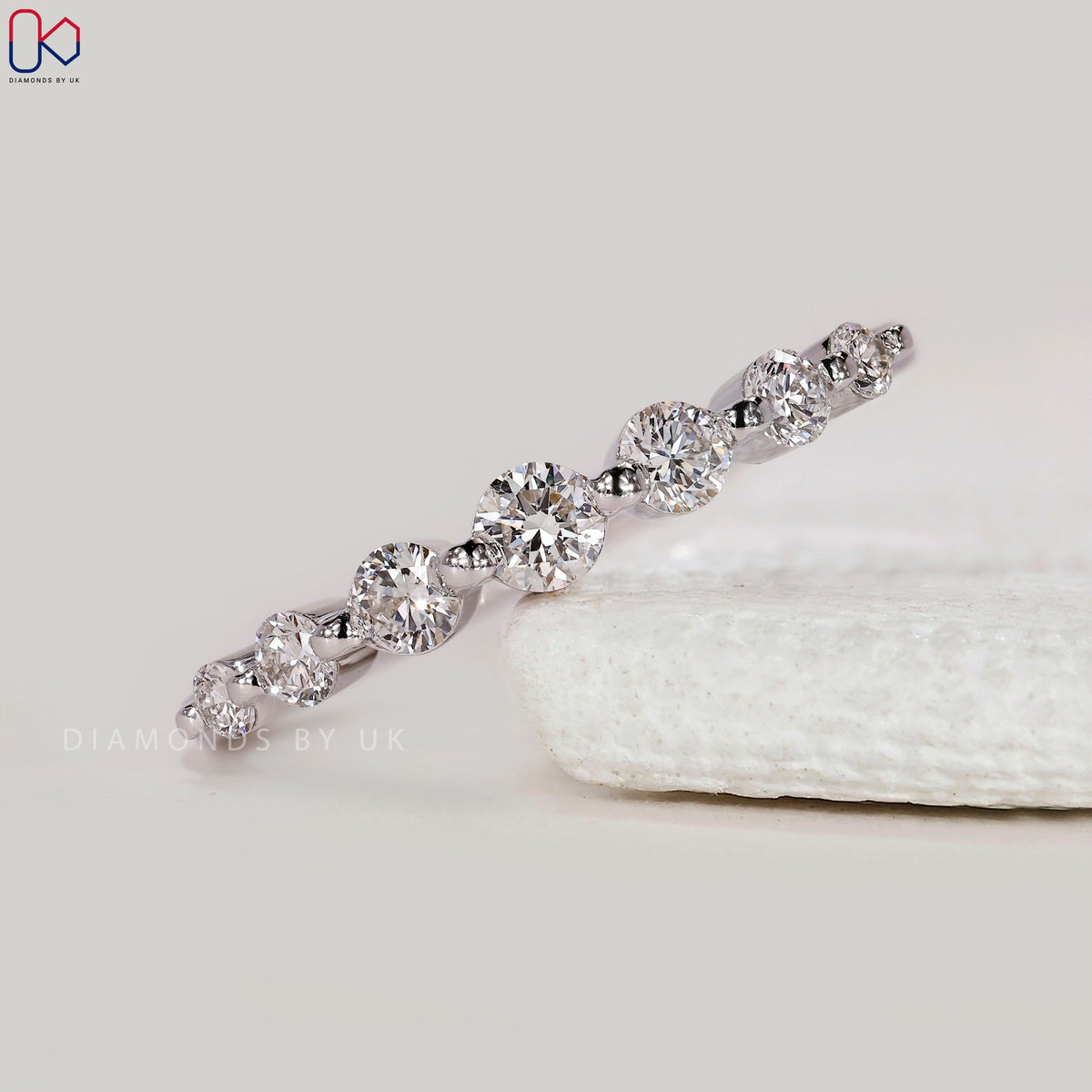 White Gold Round Diamond Half Eternity Band