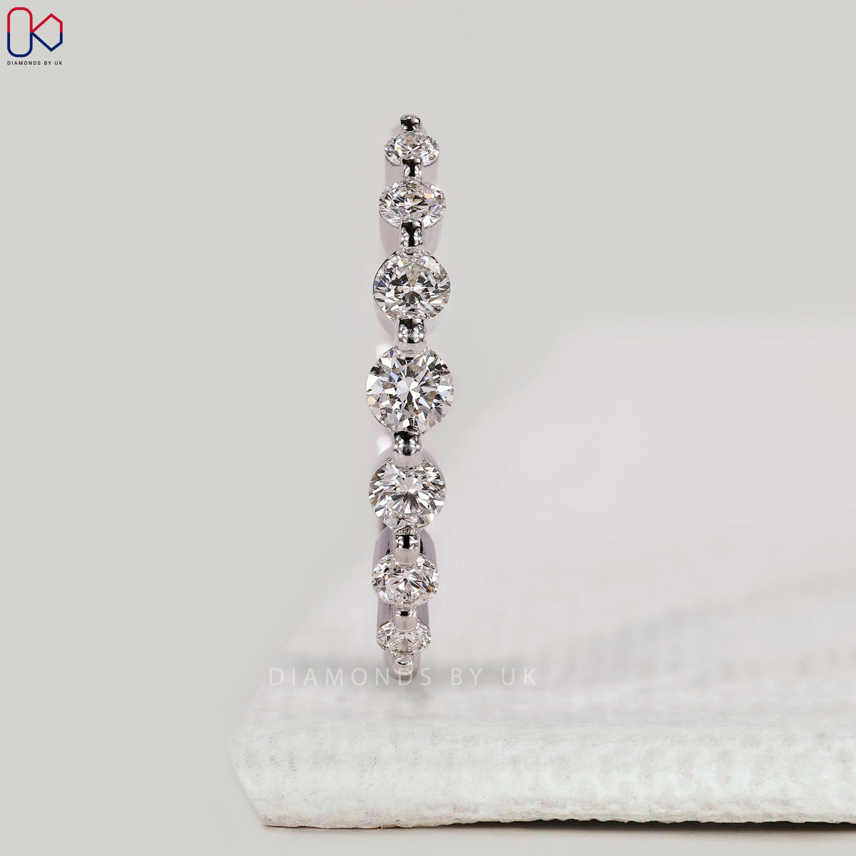 White Gold Round Diamond Half Eternity Band