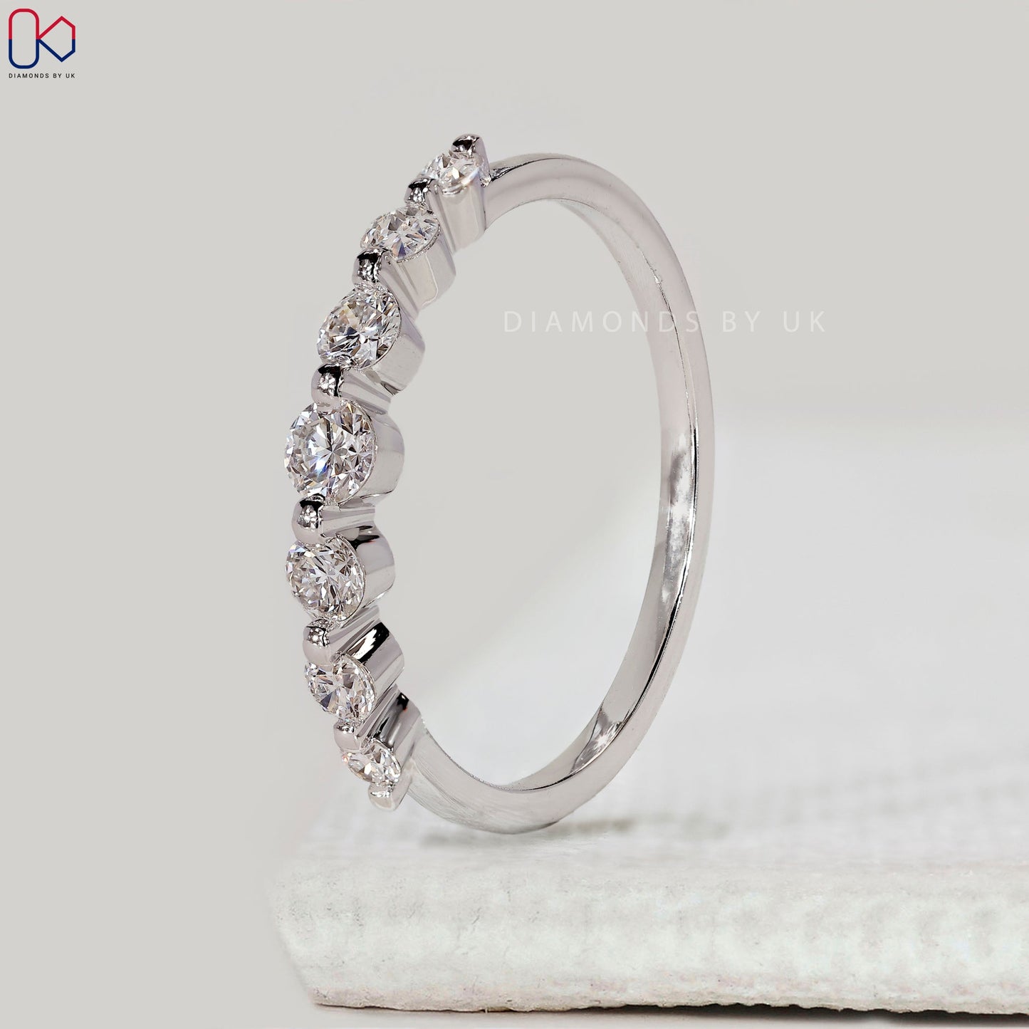 White Gold Round Diamond Half Eternity Band