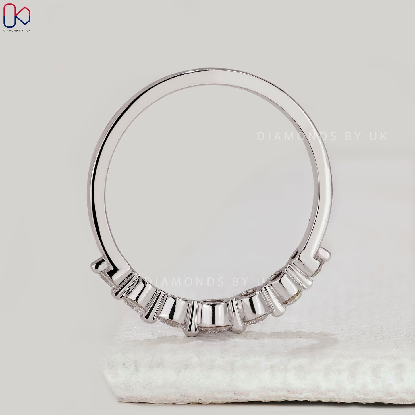 White Gold Round Diamond Half Eternity Band