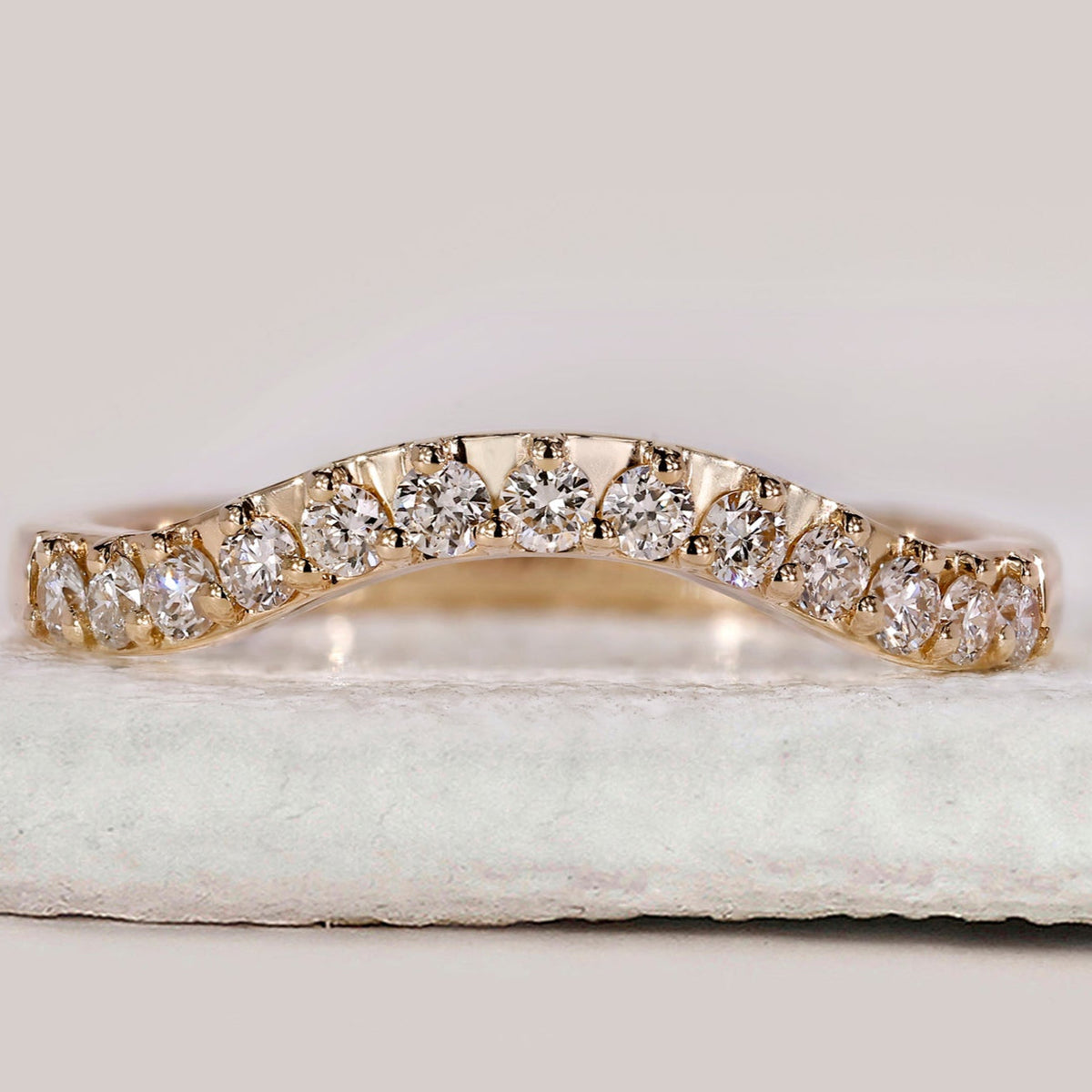 Round Diamond Wedding Band In Curvy Style