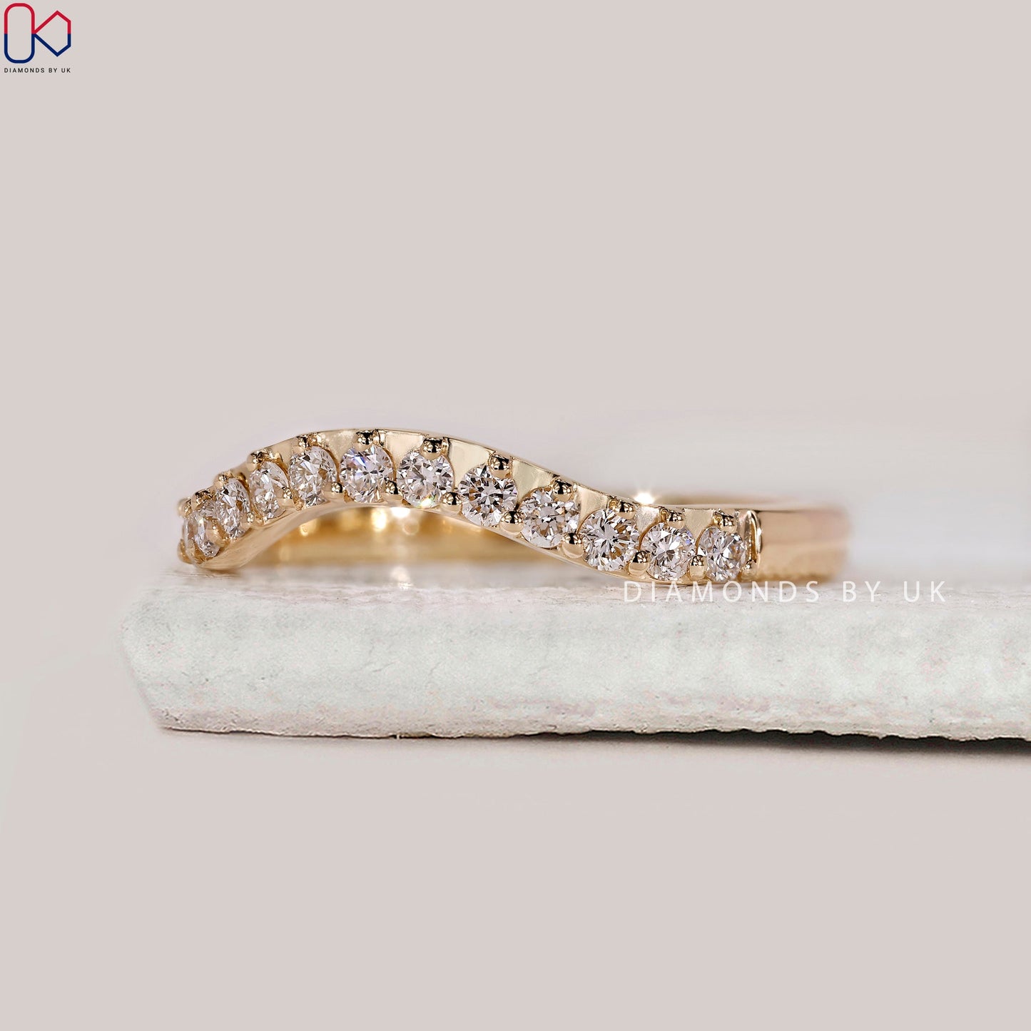 Round Diamond Wedding Band In Curvy Style