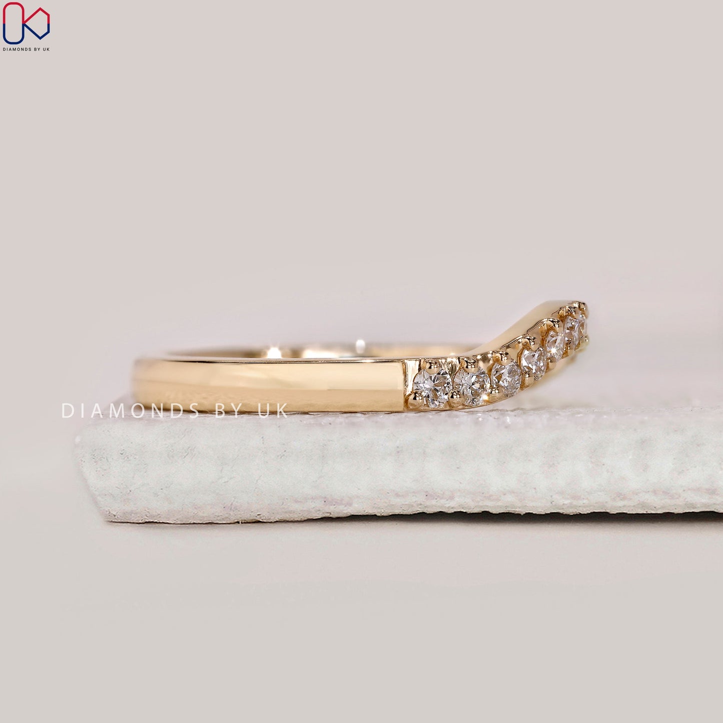 Round Diamond Wedding Band In Curvy Style