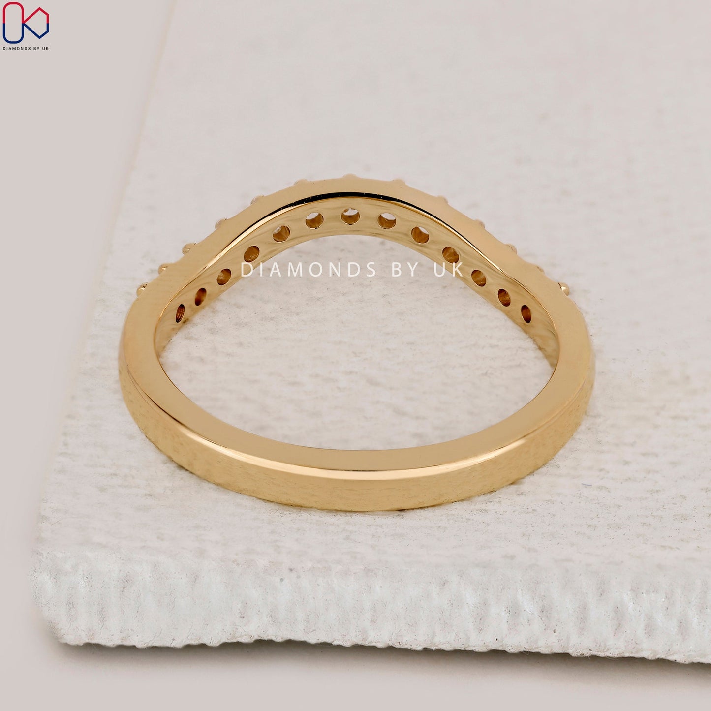 Round Diamond Wedding Band In Curvy Style