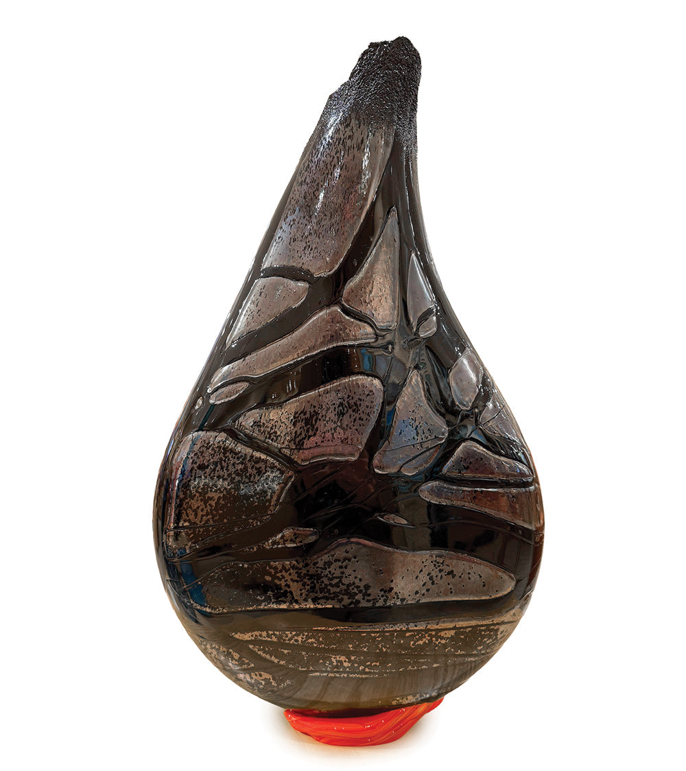 Glass "Metallic Black Surface Flow Vase BSF-83" by Daniel Moe