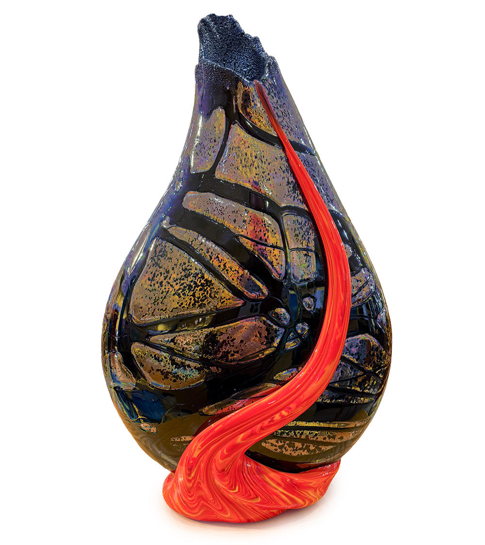 Glass "Metallic Black Surface Flow Vase BSF-83" by Daniel Moe