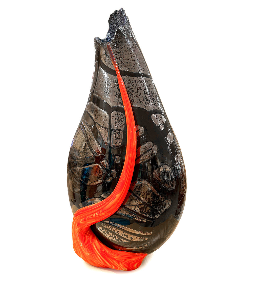 Glass "Metallic Black Surface Flow Vase BSF-83" by Daniel Moe