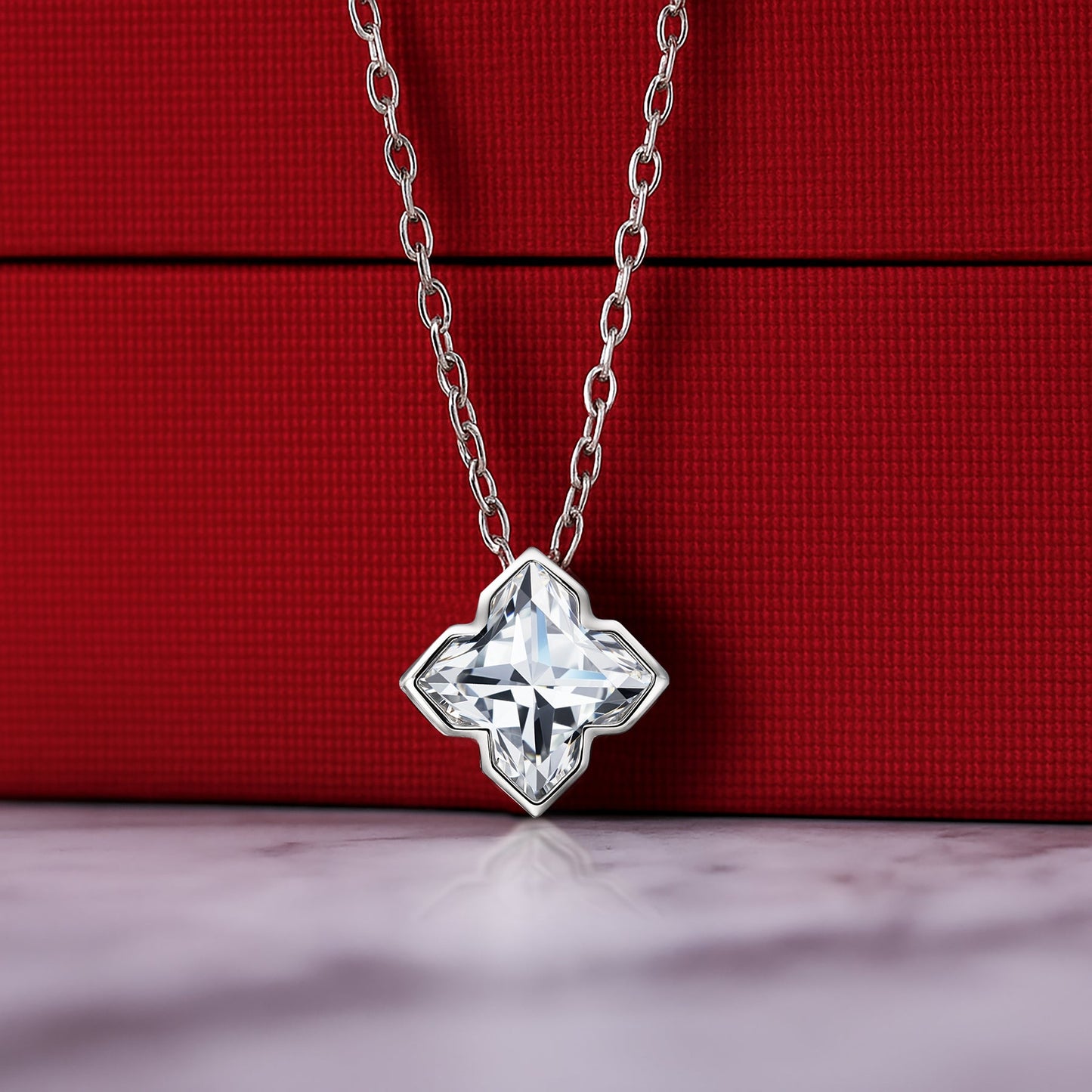2.7 Carat Flower Cut Design Moissanite Necklace