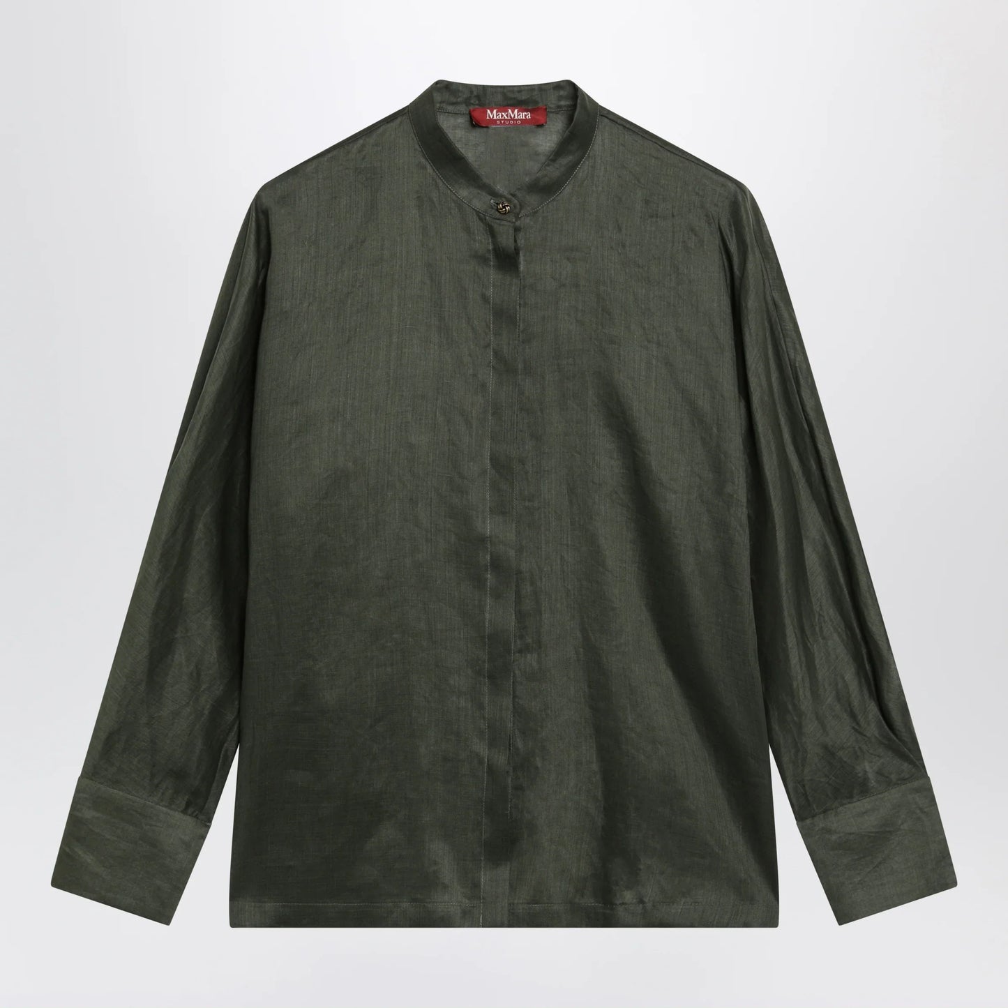 Max Mara Studio - Ramie canvas shirt in khaki green