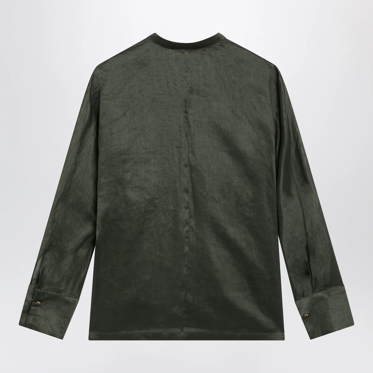 Max Mara Studio - Ramie canvas shirt in khaki green