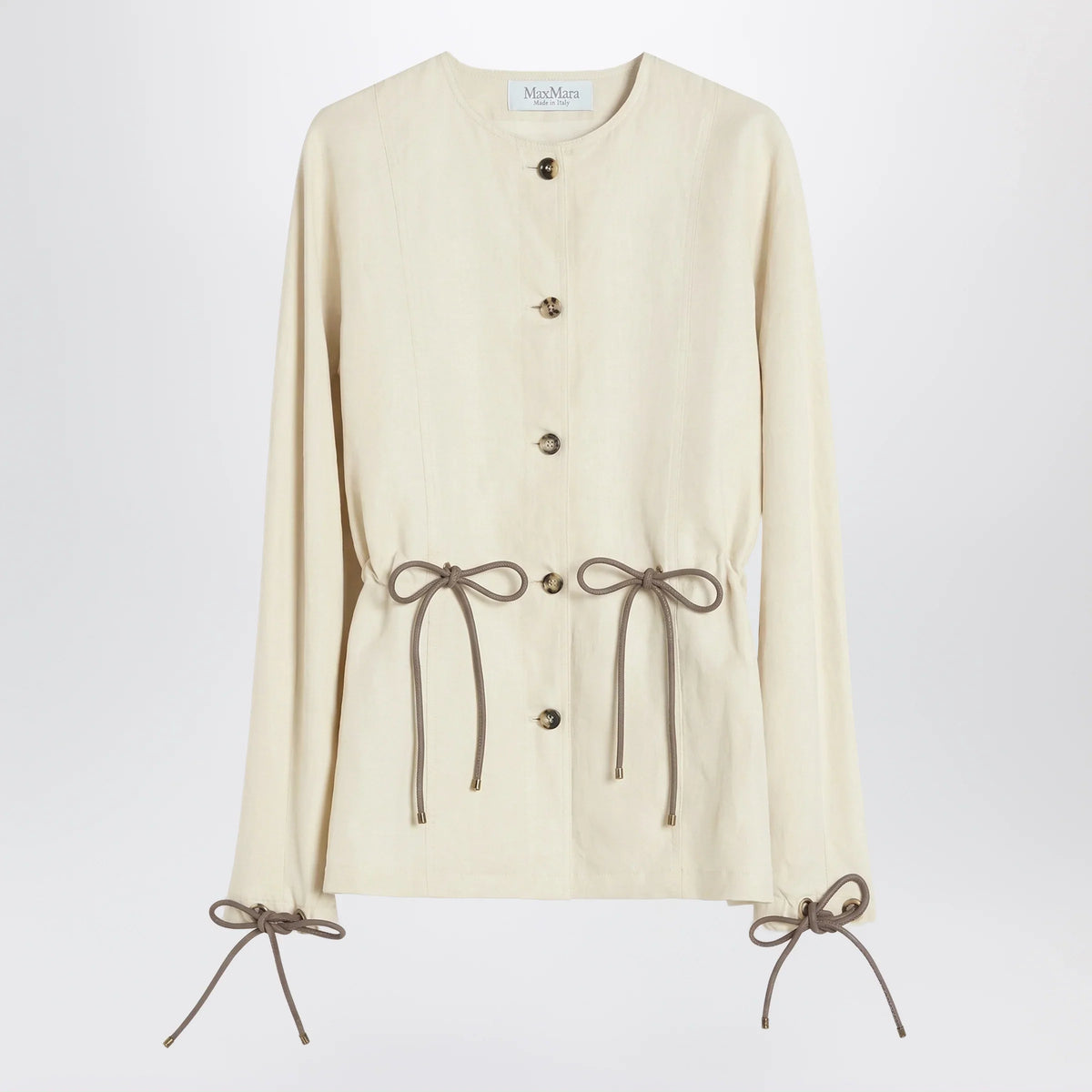 Max Mara - Beige linen and silk jacket with drawstring