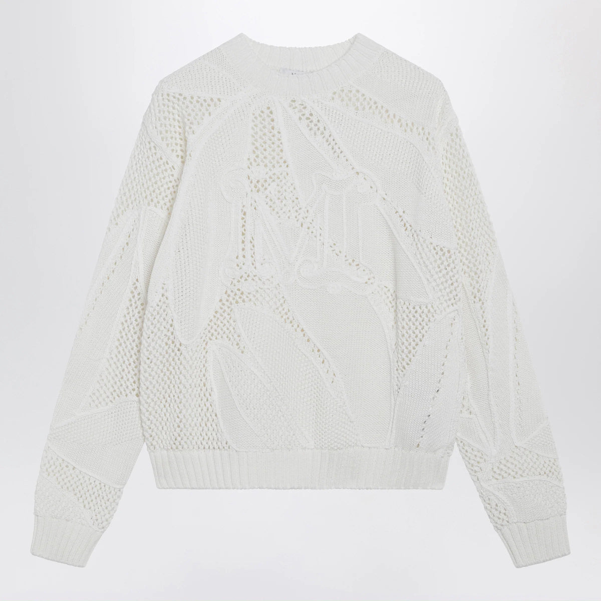 Max Mara - Embroidered cotton crewneck sweater in white