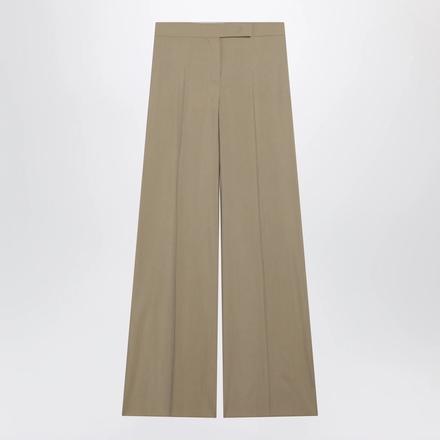 Max Mara - Wide-leg trousers in sand-colored wool and silk poplin