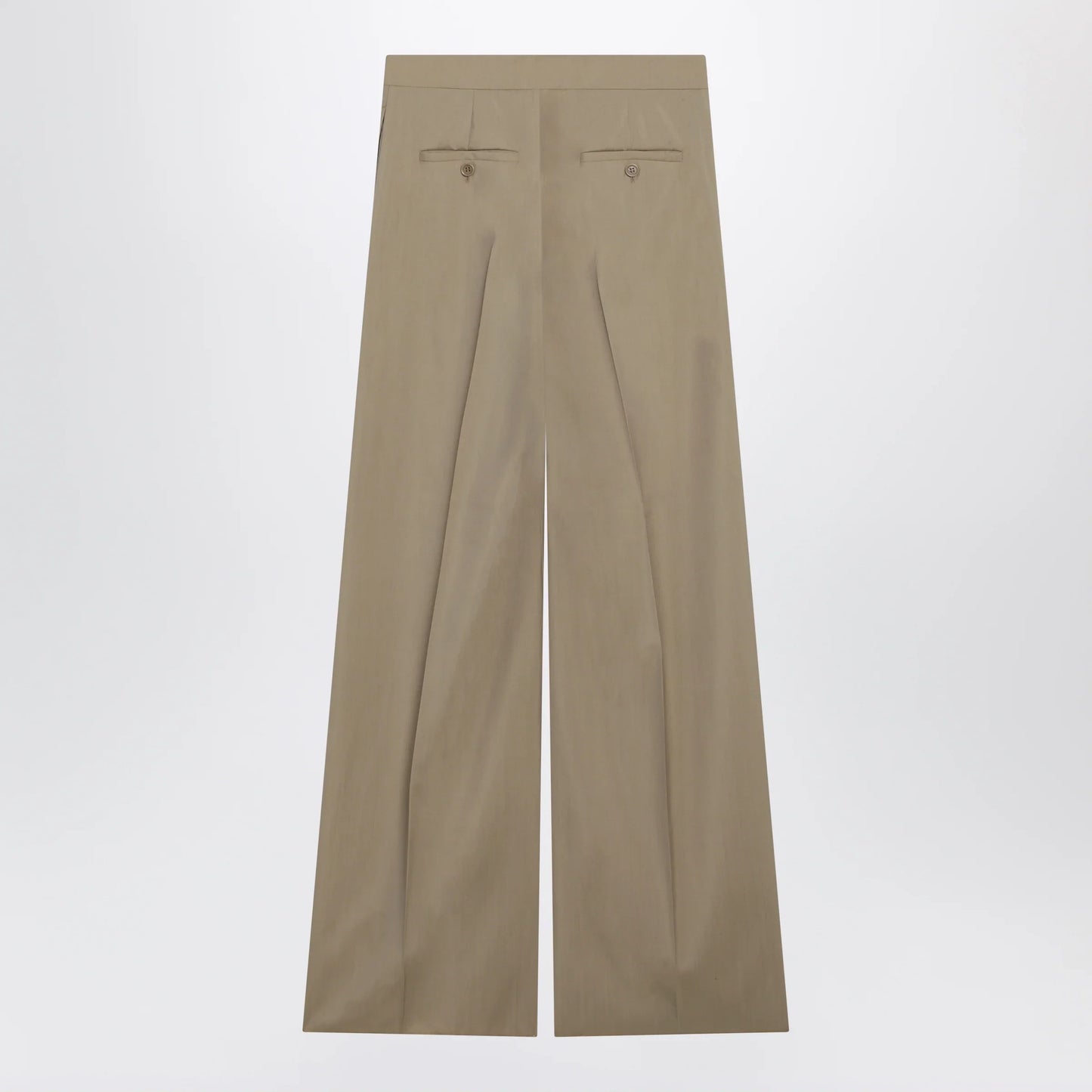 Max Mara - Wide-leg trousers in sand-colored wool and silk poplin