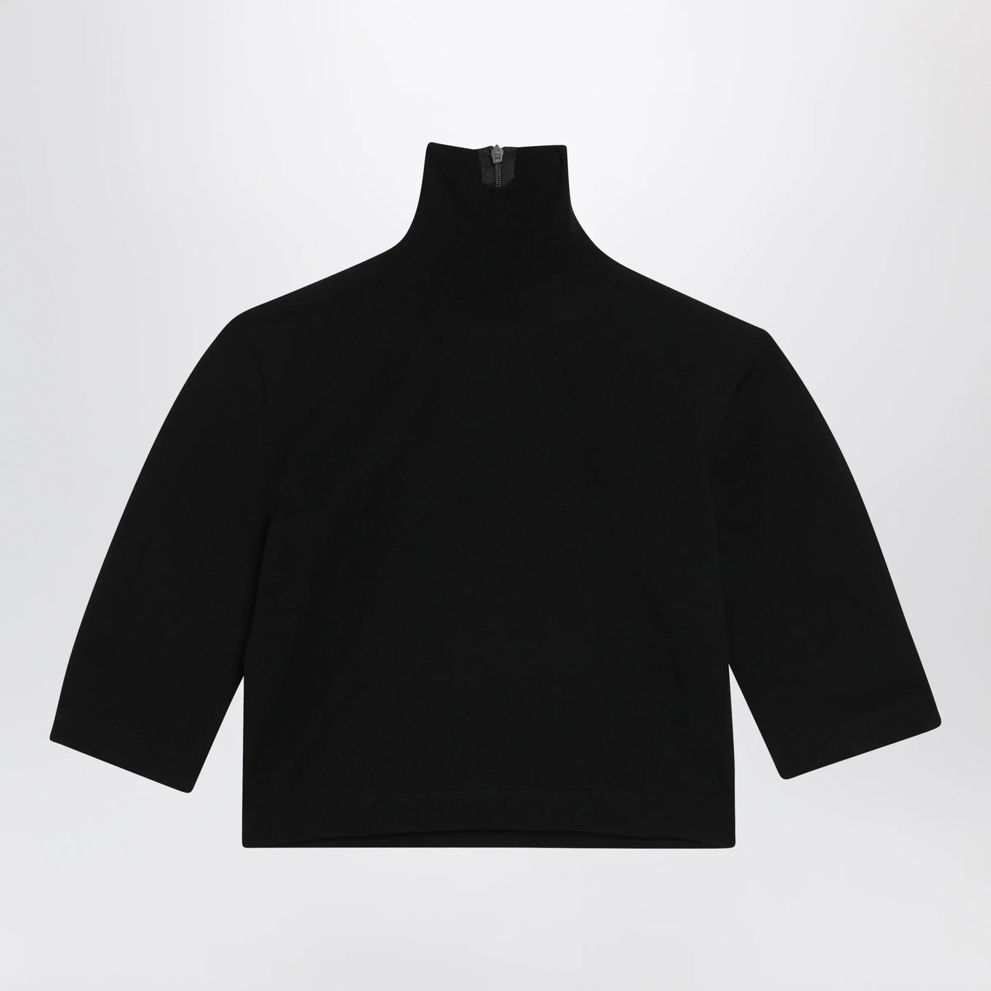 Max Mara - Cropped turtleneck sweater in stretch viscose, black