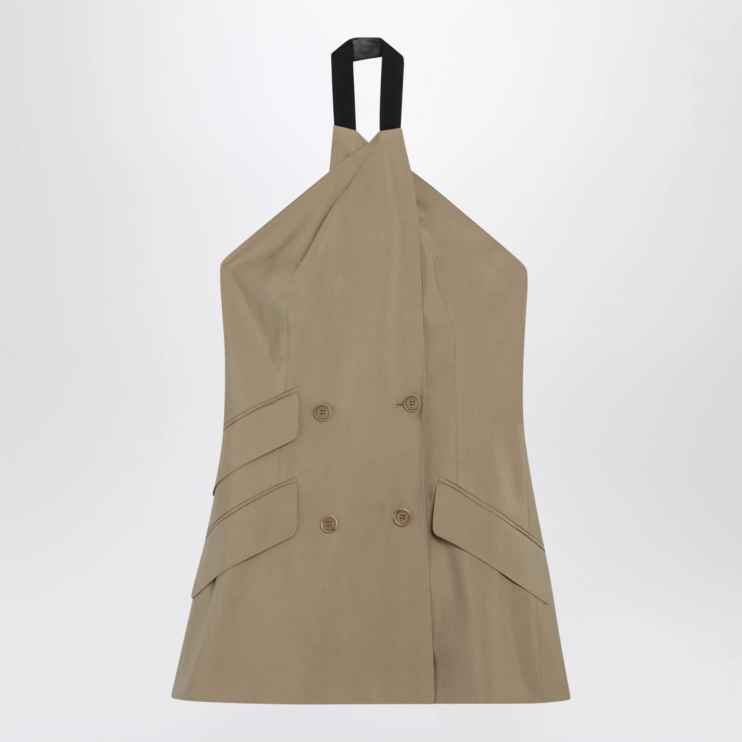 Max Mara - Sleeveless jacket in sand-colored wool and silk poplin