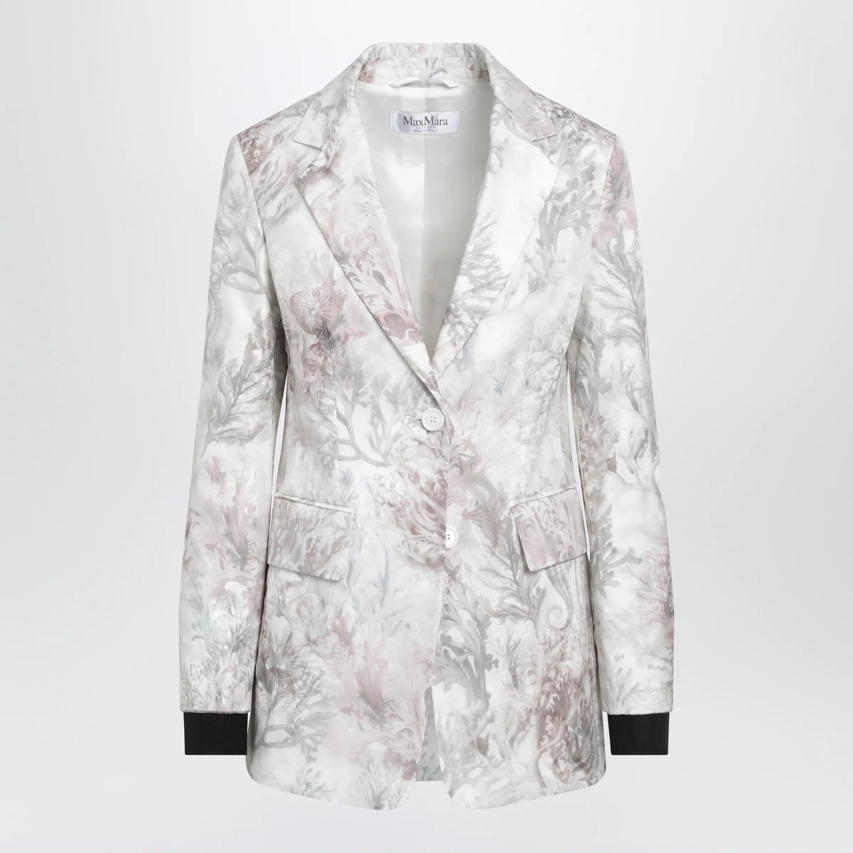 Max Mara - Slim blazer in printed organza and cotton gabardine