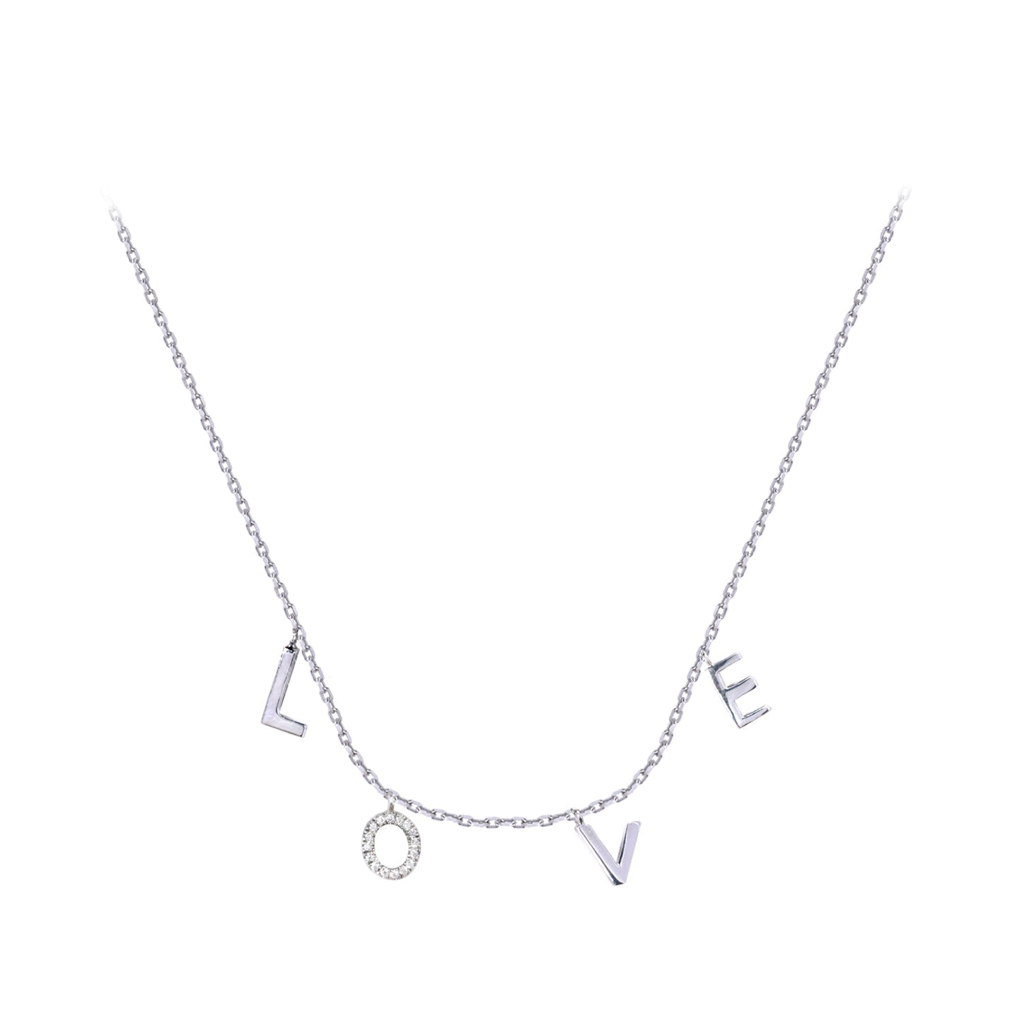 LOVE Round Brilliant Cut Moissanite Necklace