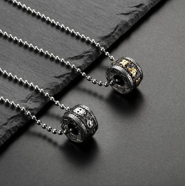 Tibetan Om Mani Padme Hum Lotus Pendant