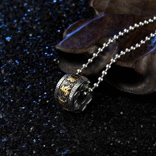 Tibetan Om Mani Padme Hum Lotus Pendant