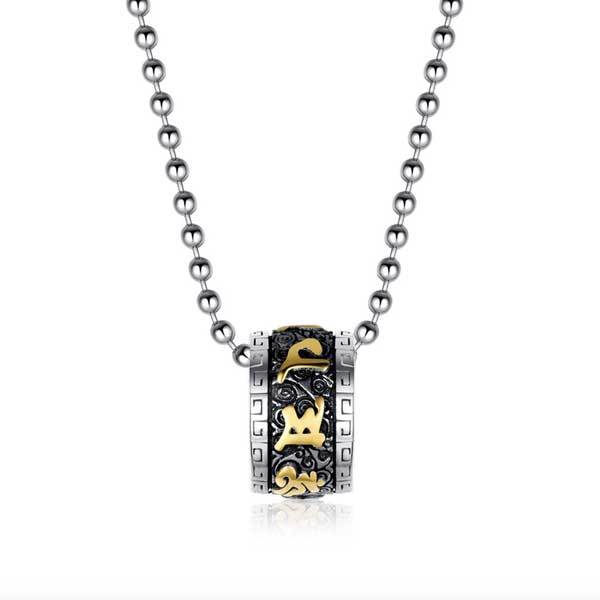 Tibetan Om Mani Padme Hum Lotus Pendant