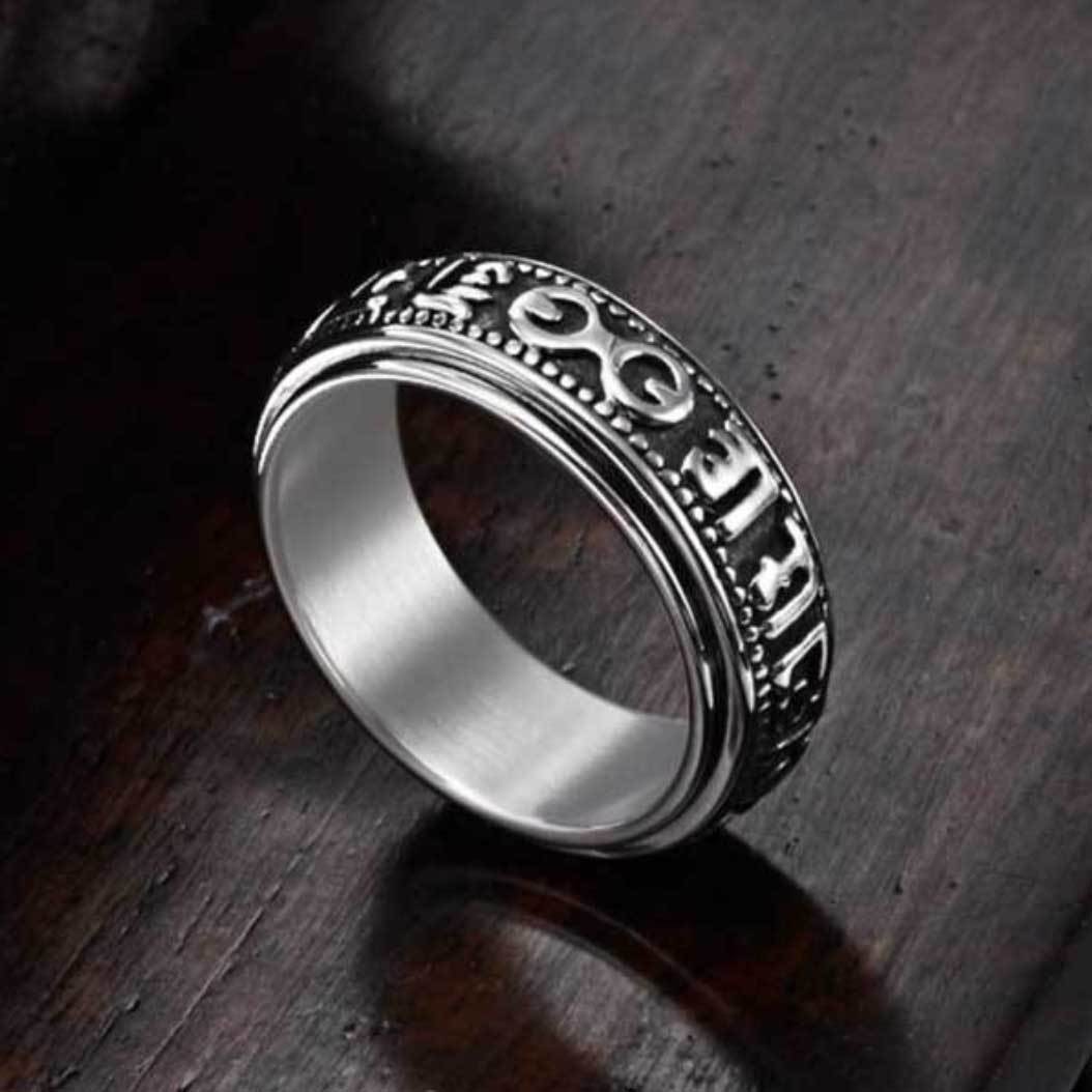 Tibetan Mani Mantra Wheel of Life Ring