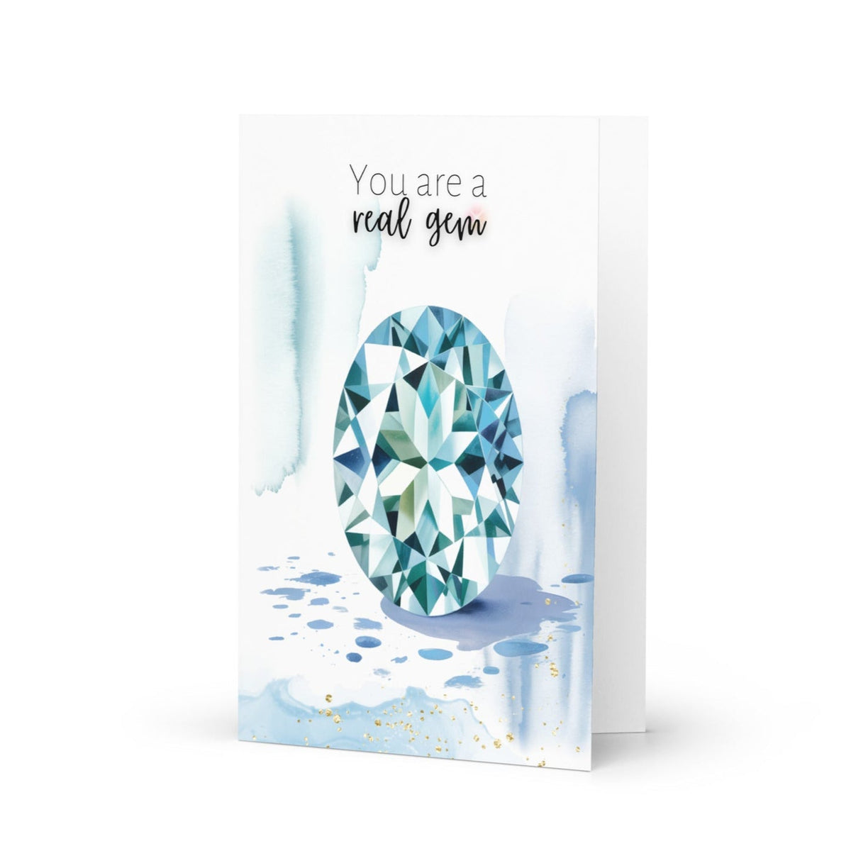 You are a real Gem | Watercolor Oval Aquamarine Greeting Card