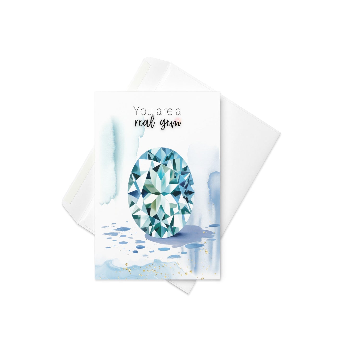 You are a real Gem | Watercolor Oval Aquamarine Greeting Card