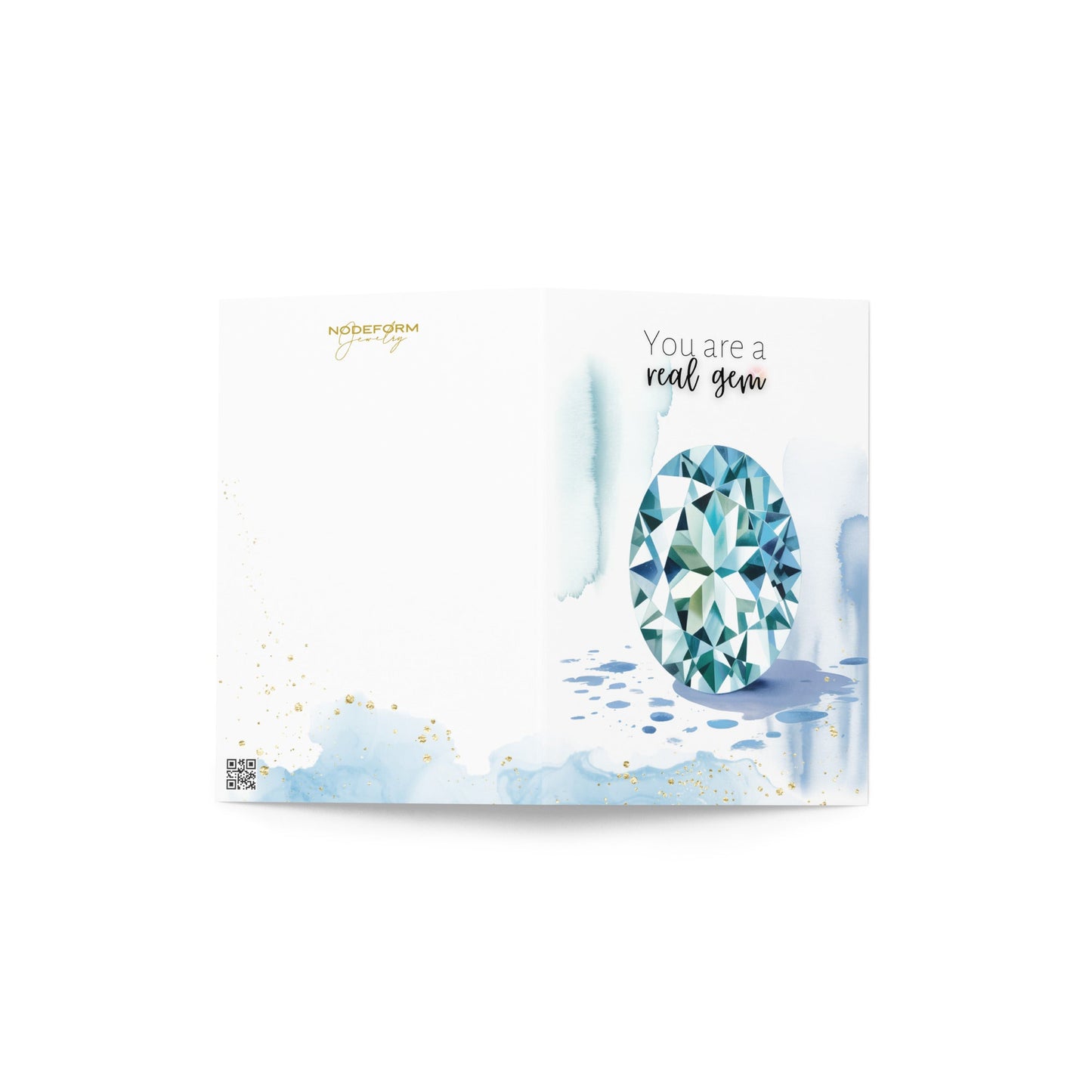 You are a real Gem | Watercolor Oval Aquamarine Greeting Card