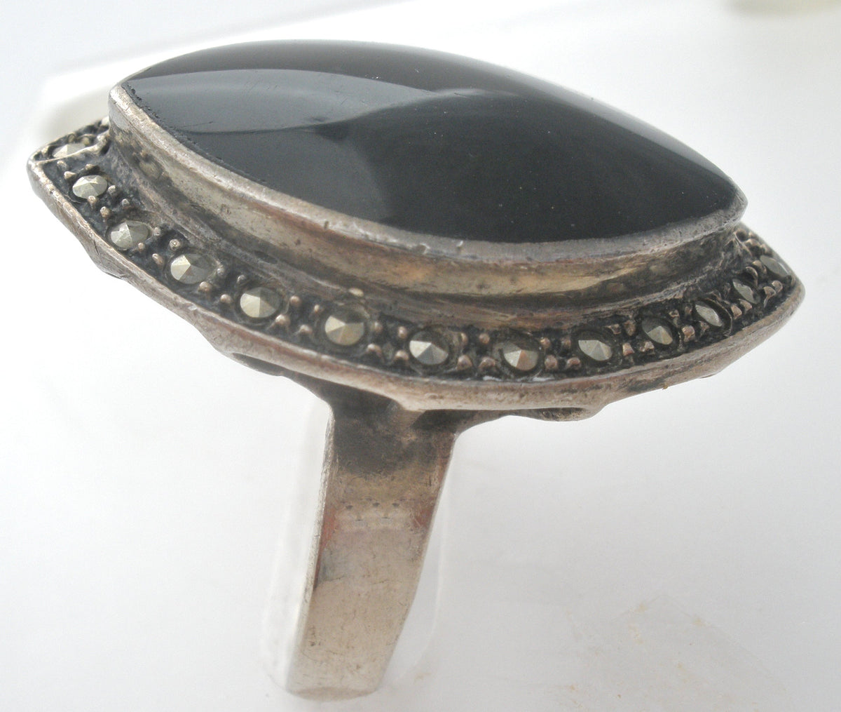 Marquis Black Onyx Ring Sterling Silver Size 7