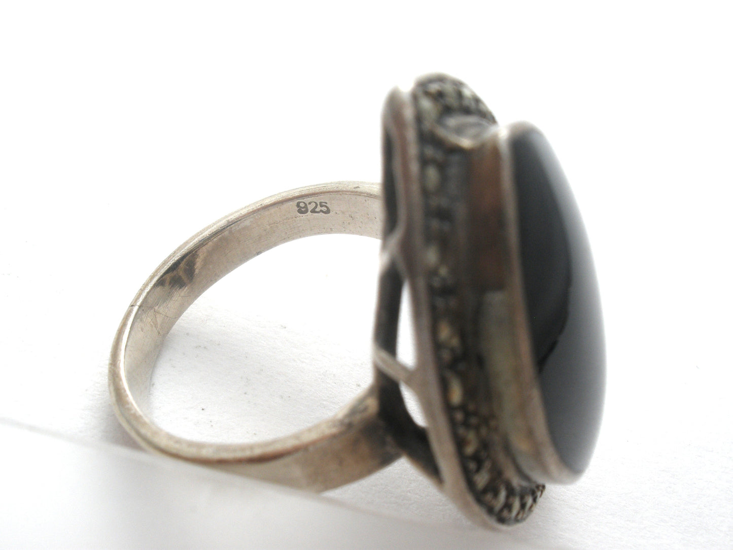 Marquis Black Onyx Ring Sterling Silver Size 7