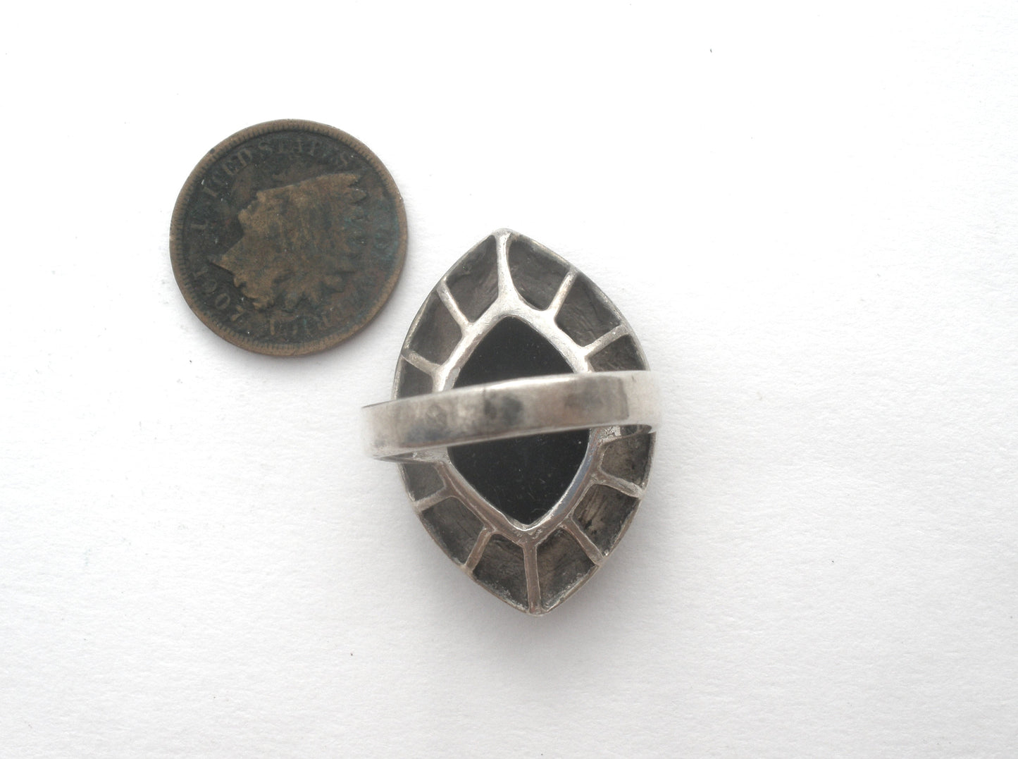 Marquis Black Onyx Ring Sterling Silver Size 7