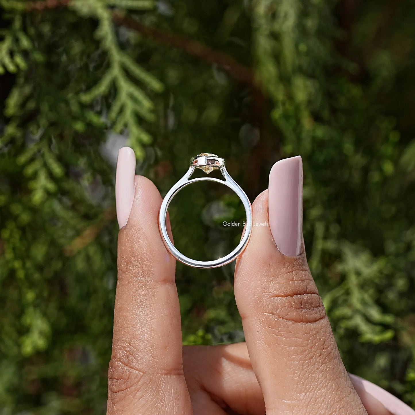 Marquise Bezel Set Moissanite Engagement Ring