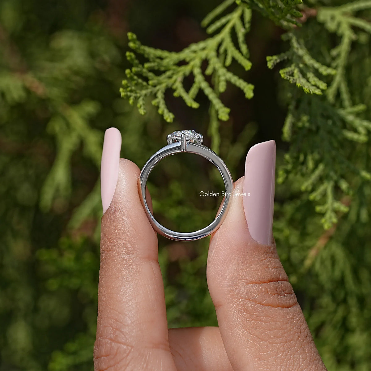 Marquise Moissanite Split Shank Wedding Ring