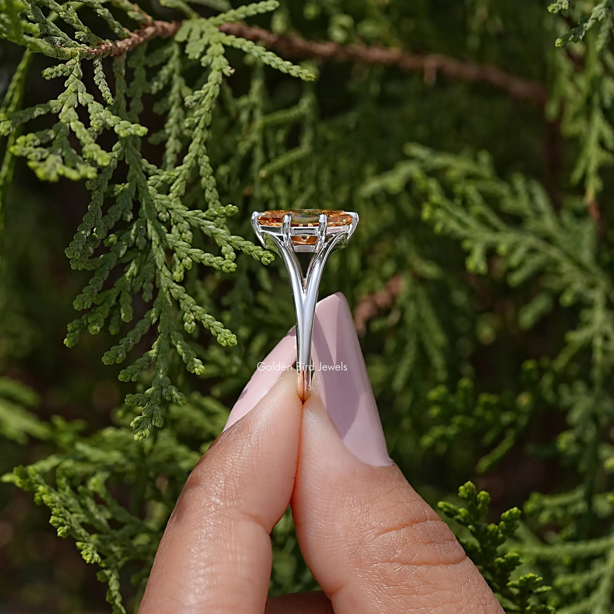 Dutch Marquise Moissanite Spilt Shank Wedding Ring