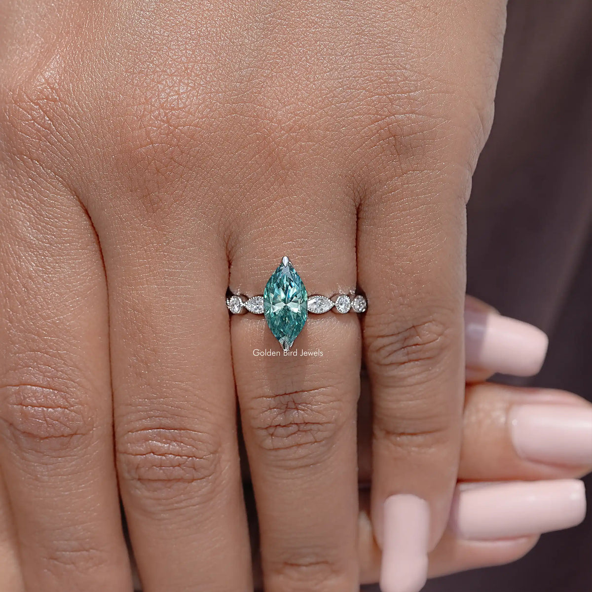 Marquise Cut Moissanite Wedding Ring