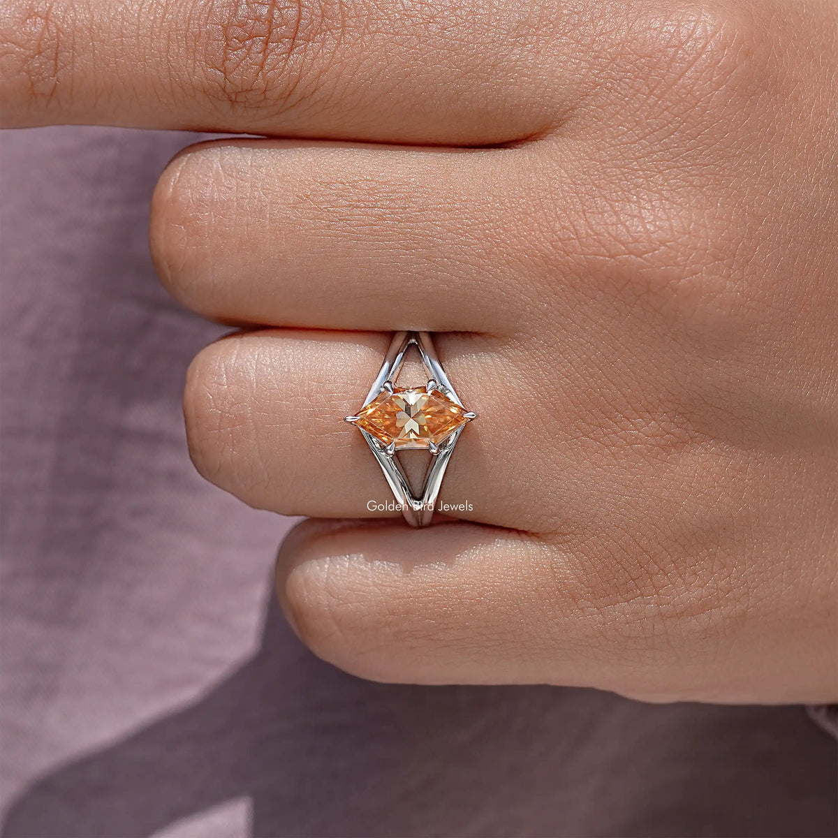 Dutch Marquise Moissanite Spilt Shank Wedding Ring