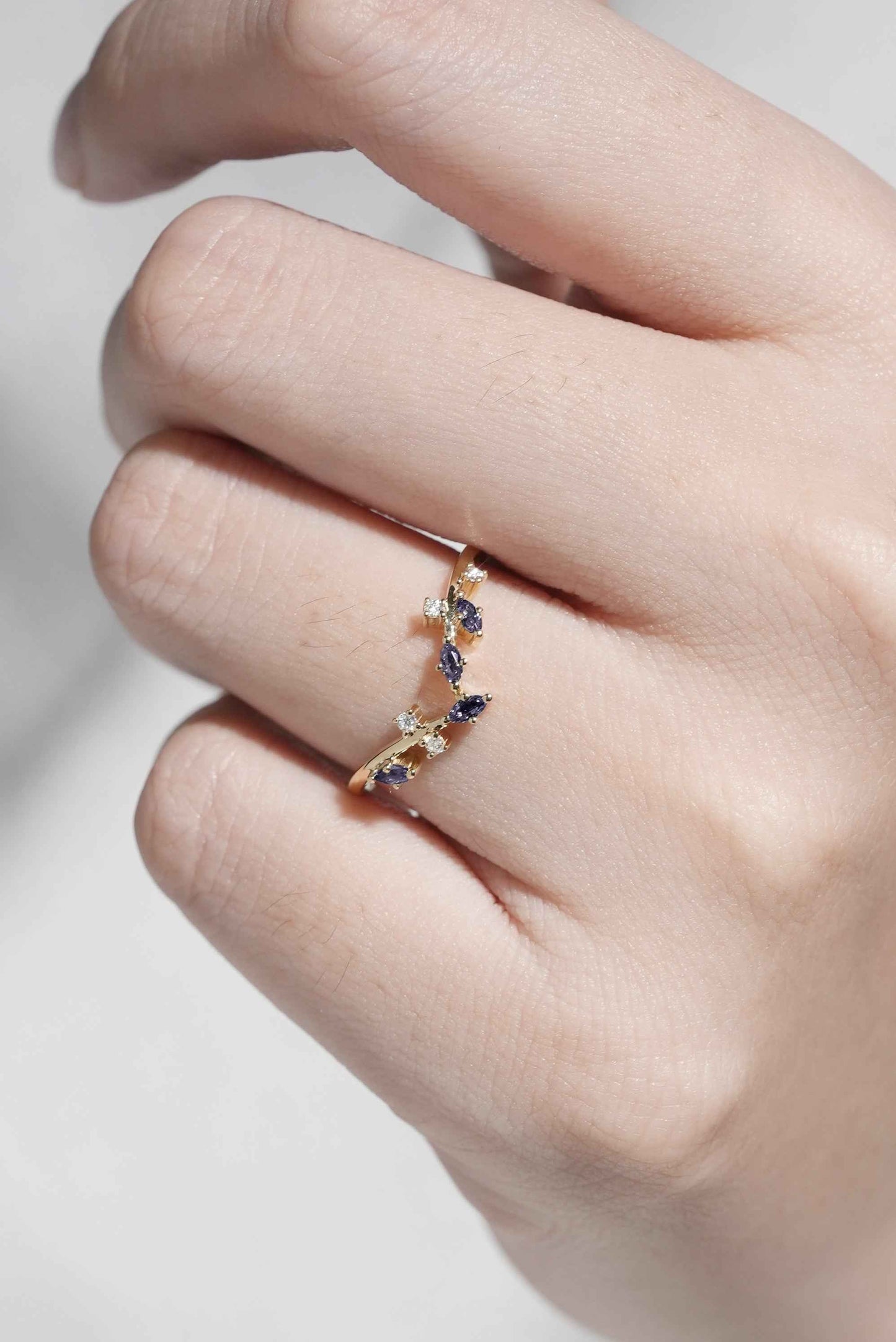 Marquise Cut Alexandrite 14k Yellow Gold Open Vine Stacking Ring