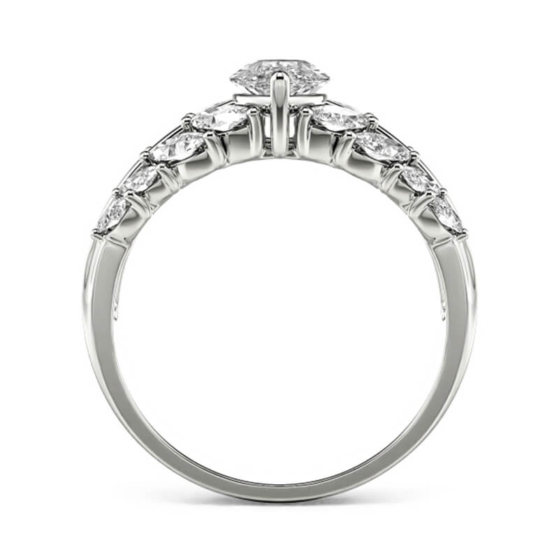 Marquise Cut Moissanite And Enhanced Side Stone Engagement Ring