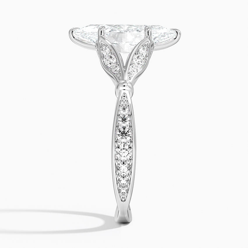 Marquise Cut Moissanite Petals Split Shank Engagement Ring