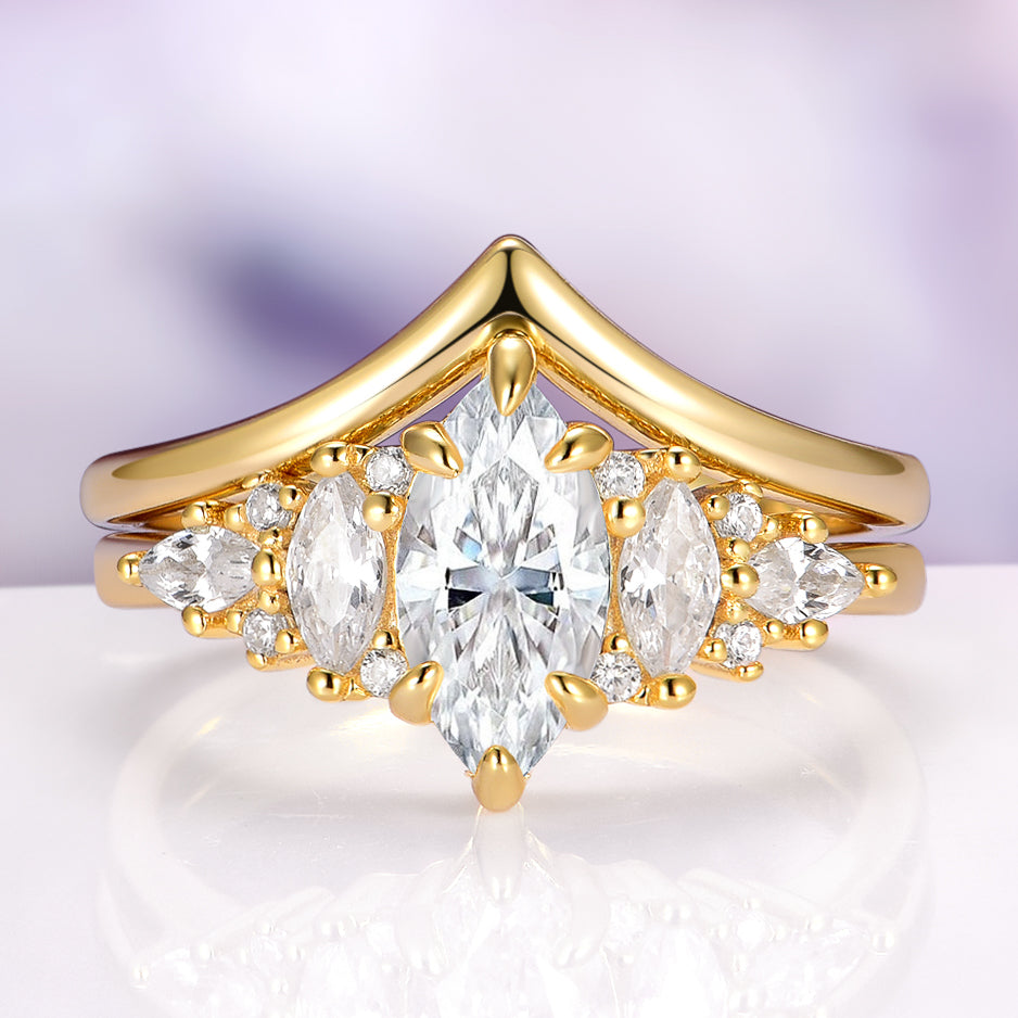 Emerie Marquise Lab Diamond Engagement Ring in Solid 14K Yellow Gold (IGI Certified)